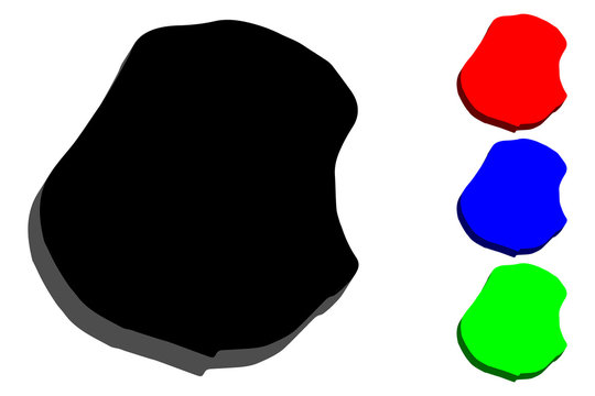 3D map of Nauru (Republic of Nauru, Pleasant Island) - black, red, blue and green - vector illustration