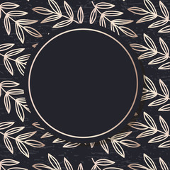 Golden Frame pattern art vector leaves elegant background cover card