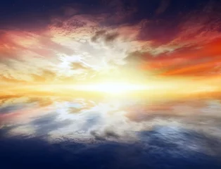 Store enrouleur occultant Ciel Paradise heaven . Light in sky  . Dramatic nature background . beautiful cloud .   Way to heaven . Way to God .  Journey of the Soul .  background sky at sunset and dawn . Glowing sunset .
