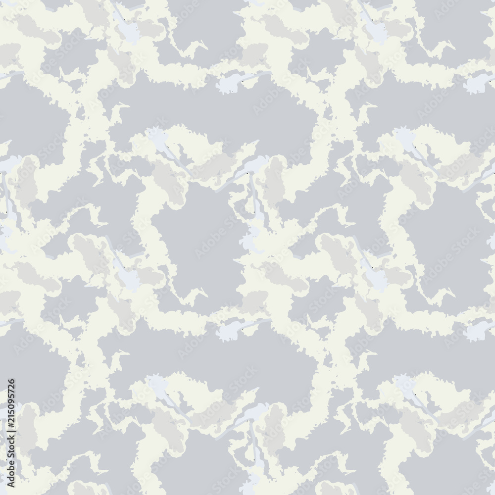 Wall mural military camouflage seamless pattern in beige or light yellow and different shades of grey color - Wall murals