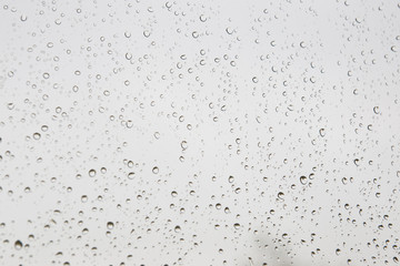 The texture of the drop on the glass is from the rain.