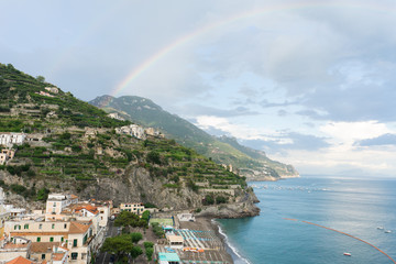 beautiful view on a sea mountains italy positano amalfi coast