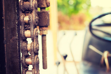 Yellow old folk lift truck - retro filter