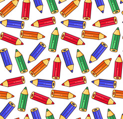 Colorful pencils seamless vector pattern