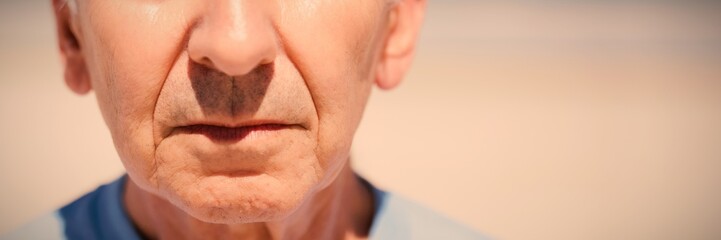 Obraz premium Close up portrait of senior man at beach