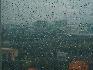 Raindrops on the windows.