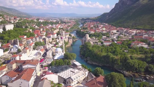 old  mostar bridge flying 