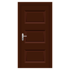 Brown door. Wooden interior design