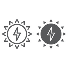 Solar energy line and glyph icon, ecology and energy, green energy sign, vector graphics, a linear pattern on a white background, eps 10