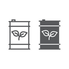 Eco fuel line and glyph icon, ecology and energy, green gas sign, vector graphics, a linear pattern on a white background, eps 10.