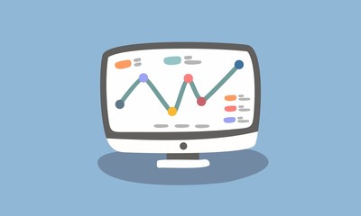 Computer with Website and Mobile Analytics Design