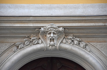 Rome,  architectural details on the historic buildings of the city center