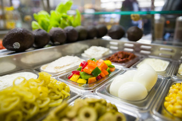 Assorted fruits and vegtables for making salads
