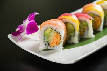 Sushi on a white plate