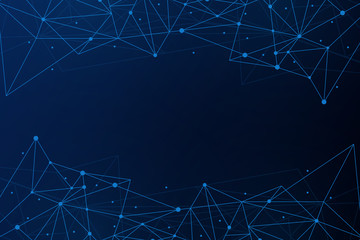 Abstract blue polygonal shape with copy space