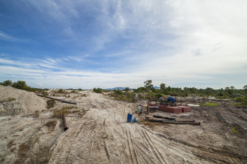 workers work in sand mines