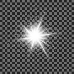 Light bright flashes are white. On isolated transparent background. Vector.