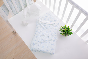 Infant warm sleeping bag isolated over white.With clipping path.