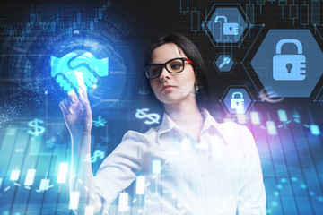 The concept of business, technology, the Internet and the network. A young entrepreneur working on a virtual screen of the future and sees the inscription: