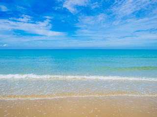 Tropical Idyllic ocean Blue sky and beautiful Beach in vacation time,Holiday on the beach,Summer concept.Thailand
