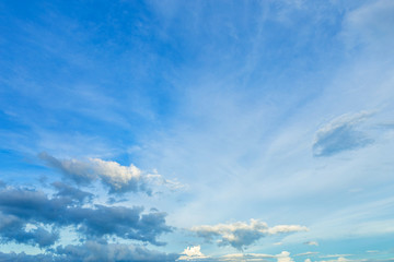 blue sky background texture with white clouds sunset.