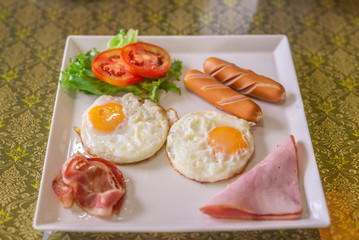 breakfast food on white plate