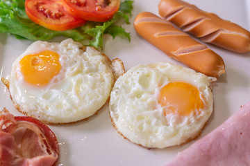 breakfast food on white plate