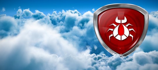 Composite image of a red bug badge