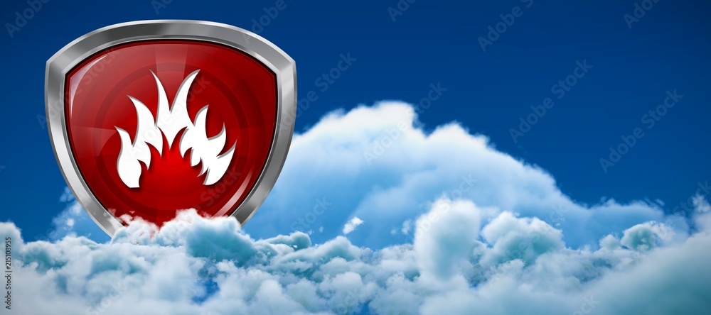 Wall mural composite image of red fire symbol