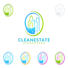 Cleaning Service vector Logo design, Eco Friendly Concept for Interior, Home and Building