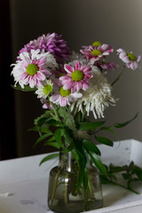 A vase of pink flowers