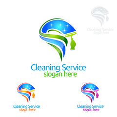 Cleaning Service vector Logo design, Eco Friendly Concept for Interior, Home and Building
