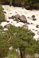 nature landscape landscape mountains valley hills rocks cave water waterfall stream river stream rock stone sky grass trees green blue white tourism excursions Russia,