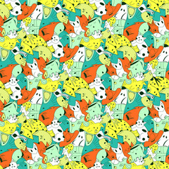 Bright background with fantastic creatures.