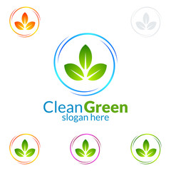 Cleaning Service vector Logo design, Eco Friendly Concept for Interior, Home and Building