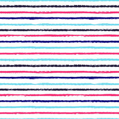 Hand drawn seamless striped pattern. Multicolor horizontal ink brush strokes texture.