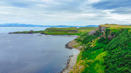 The coastline and cliffs on the Isle of Skye in Scotland