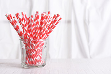 Recyclable Red Drinking Straws in a glass