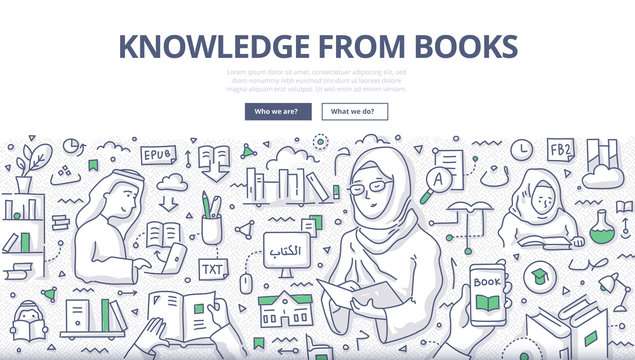 Knowledge from Books Doodle Concept