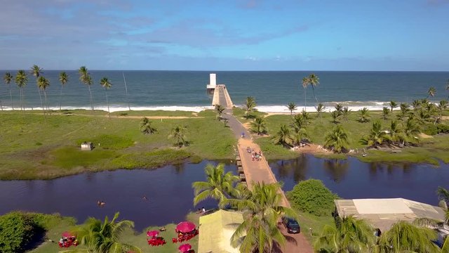 Aerial view of the emissary of Arembepe, Camacari, Bahia, Brazil
