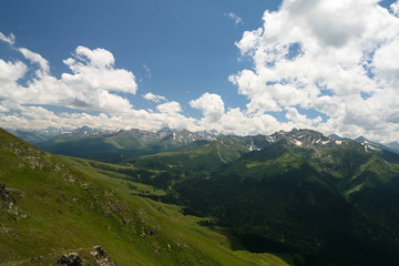 The views of the mountain ranges of Arkhyz. 