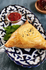 Samosa or Samsa Stuffed with Lamb Meat © Ryzhkov