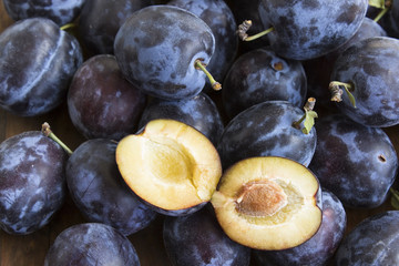 Ripe Plums on a Pile