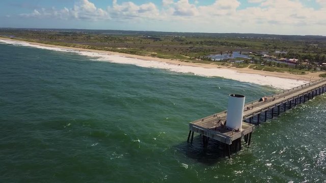 Aerial view of the emissary of Arembepe, Camacari, Bahia, Brazil