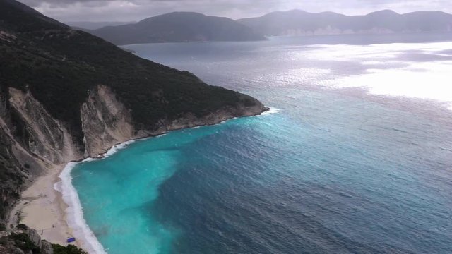 sailing yacht mooring in a bay of Kefalonia island