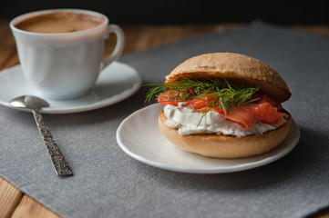 Coffee and sandwich, a delicious lunch