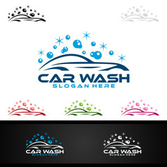 Car Wash Logo, Cleaning Car, Washing and Service Vector Logo Design