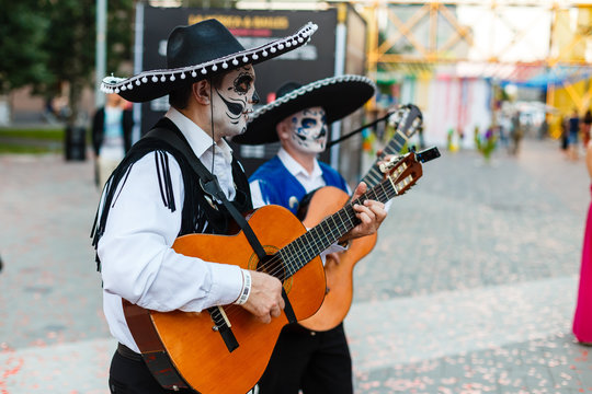 Day of the dead parade in Mexico city. Kiev, July 13, 2018