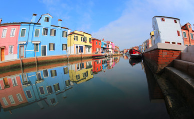 Fototapeta na wymiar great panorama of Colored Houses of Burano Island near Venice in