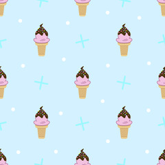Seamless vector pattern with sweet icecream.